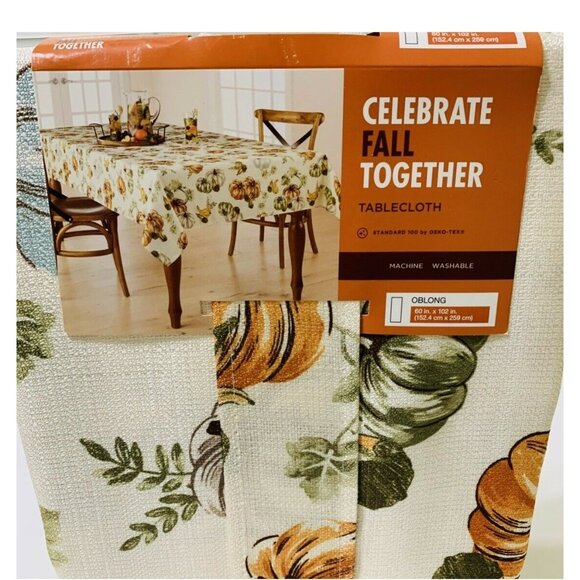 Celebrate Fall Together Pumpkin Toss Tablecloth - Oblong 60" x 102" Kohl's - Picture 2 of 4